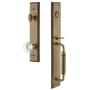 Grandeur Carre Solid Brass Rose Keyed Entry Single Cylinder Full Plate "C" Grip Handleset with Bordeaux Crystal Knob and 2-3/4" Backset Vintage Brass