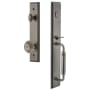 Grandeur Carre Solid Brass Rose Keyed Entry Single Cylinder Full Plate "C" Grip Handleset with Circulaire Knob and 2-3/8" Backset Antique Pewter