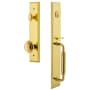 Grandeur Carre Solid Brass Rose Keyed Entry Single Cylinder Full Plate "C" Grip Handleset with Circulaire Knob and 2-3/8" Backset Lifetime Brass