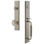 Grandeur Carre Solid Brass Rose Keyed Entry Single Cylinder Full Plate "C" Grip Handleset with Circulaire Knob and 2-3/8" Backset Satin Nickel