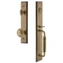 Grandeur Carre Solid Brass Rose Keyed Entry Single Cylinder Full Plate "C" Grip Handleset with Circulaire Knob and 2-3/8" Backset Vintage Brass
