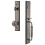 Grandeur Carre Solid Brass Rose Keyed Entry Single Cylinder Full Plate "C" Grip Handleset with Fifth Avenue Knob and 2-3/4" Backset Antique Pewter