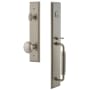 Grandeur Carre Solid Brass Rose Keyed Entry Single Cylinder Full Plate "C" Grip Handleset with Fifth Avenue Knob and 2-3/4" Backset Satin Nickel