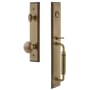 Grandeur Carre Solid Brass Rose Keyed Entry Single Cylinder Full Plate "C" Grip Handleset with Fifth Avenue Knob and 2-3/4" Backset Vintage Brass