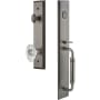 Grandeur Fifth Avenue Solid Brass Rose Keyed Entry Single Cylinder "C" Grip Handleset with Biarritz Crystal Knob and 2-3/8" Backset Antique Pewter