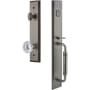 Grandeur Fifth Avenue Solid Brass Rose Keyed Entry Single Cylinder "C" Grip Handleset with Fontainebleau Crystal Knob and 2-3/8" Backset Antique Pewter