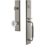 Grandeur Fifth Avenue Solid Brass Rose Keyed Entry Single Cylinder "C" Grip Handleset with Fontainebleau Crystal Knob and 2-3/8" Backset Satin Nickel