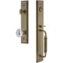 Grandeur Fifth Avenue Solid Brass Rose Keyed Entry Single Cylinder "C" Grip Handleset with Fontainebleau Crystal Knob and 2-3/8" Backset Vintage Brass