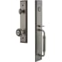 Grandeur Fifth Avenue Solid Brass Rose Keyed Entry Single Cylinder "C" Grip Handleset with Parthenon Knob and 2-3/8" Backset Antique Pewter