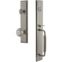 Grandeur Fifth Avenue Solid Brass Rose Keyed Entry Single Cylinder "C" Grip Handleset with Parthenon Knob and 2-3/8" Backset Satin Nickel