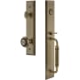 Grandeur Fifth Avenue Solid Brass Rose Keyed Entry Single Cylinder "C" Grip Handleset with Parthenon Knob and 2-3/8" Backset Vintage Brass