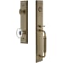Grandeur Fifth Avenue Solid Brass Rose Keyed Entry Single Cylinder "C" Grip Handleset with Provence Crystal Knob and 2-3/8" Backset Vintage Brass