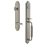Grandeur Arc Solid Brass Rose Left Handed Keyed Entry Single Cylinder Full Plate "C" Grip Handleset with Georgetown Lever and 2-3/8" Backset Satin Nickel