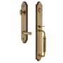 Grandeur Arc Solid Brass Rose Left Handed Keyed Entry Single Cylinder Full Plate "C" Grip Handleset with Georgetown Lever and 2-3/8" Backset Vintage Brass