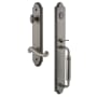 Grandeur Arc Solid Brass Rose Left Handed Keyed Entry Single Cylinder Full Plate "C" Grip Handleset with Newport Lever and 2-3/8" Backset Antique Pewter