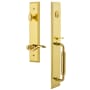 Grandeur Carre Solid Brass Rose Right Handed Keyed Entry Single Cylinder Full Plate "C" Grip Handleset with Bellagio Lever and 2-3/4" Backset Lifetime Brass