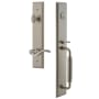 Grandeur Carre Solid Brass Rose Right Handed Keyed Entry Single Cylinder Full Plate "C" Grip Handleset with Bellagio Lever and 2-3/4" Backset Satin Nickel