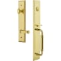 Grandeur Fifth Avenue Solid Brass Rose Right Handed Keyed Entry Single Cylinder "C" Grip Handleset with Georgetown Lever and 2-3/8" Backset Lifetime Brass