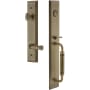 Grandeur Fifth Avenue Solid Brass Rose Right Handed Keyed Entry Single Cylinder "C" Grip Handleset with Georgetown Lever and 2-3/8" Backset Vintage Brass