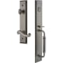 Grandeur Fifth Avenue Solid Brass Rose Left Handed Keyed Entry Single Cylinder "C" Grip Handleset with Newport Lever and 2-3/4" Backset Antique Pewter