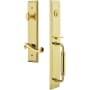 Grandeur Fifth Avenue Solid Brass Rose Left Handed Keyed Entry Single Cylinder "C" Grip Handleset with Newport Lever and 2-3/4" Backset Lifetime Brass