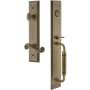 Grandeur Fifth Avenue Solid Brass Rose Left Handed Keyed Entry Single Cylinder "C" Grip Handleset with Newport Lever and 2-3/4" Backset Vintage Brass