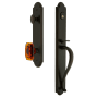 Grandeur Arc Solid Brass Rose Keyed Entry Single Cylinder Full Plate "S" Grip Handleset with Baguette Amber Crystal Knob and 2-3/8" Backset Timeless Bronze