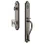Grandeur Arc Solid Brass Rose Keyed Entry Single Cylinder Full Plate "S" Grip Handleset with Baguette Clear Crystal Knob and 2-3/4" Backset Antique Pewter