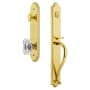 Grandeur Arc Solid Brass Rose Keyed Entry Single Cylinder Full Plate "S" Grip Handleset with Baguette Clear Crystal Knob and 2-3/4" Backset Lifetime Brass
