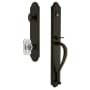 Grandeur Arc Solid Brass Rose Keyed Entry Single Cylinder Full Plate "S" Grip Handleset with Baguette Clear Crystal Knob and 2-3/4" Backset Timeless Bronze