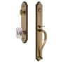Grandeur Arc Solid Brass Rose Keyed Entry Single Cylinder Full Plate "S" Grip Handleset with Baguette Clear Crystal Knob and 2-3/4" Backset Vintage Brass