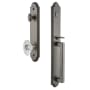 Grandeur Arc Solid Brass Rose Keyed Entry Single Cylinder Full Plate "D" Grip Handleset with Biarritz Crystal Knob and 2-3/8" Backset Antique Pewter