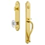 Grandeur Arc Solid Brass Rose Keyed Entry Single Cylinder Full Plate "S" Grip Handleset with Biarritz Crystal Knob and 2-3/4" Backset Lifetime Brass