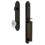 Grandeur Arc Solid Brass Rose Keyed Entry Single Cylinder Full Plate "D" Grip Handleset with Biarritz Crystal Knob and 2-3/8" Backset Timeless Bronze