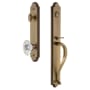 Grandeur Arc Solid Brass Rose Keyed Entry Single Cylinder Full Plate "S" Grip Handleset with Biarritz Crystal Knob and 2-3/4" Backset Vintage Brass