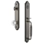Grandeur Arc Solid Brass Rose Keyed Entry Single Cylinder Full Plate "F" Grip Handleset with Bordeaux Crystal Knob and 2-3/4" Backset Antique Pewter