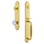 Grandeur Arc Solid Brass Rose Keyed Entry Single Cylinder Full Plate "F" Grip Handleset with Bordeaux Crystal Knob and 2-3/4" Backset Lifetime Brass