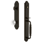 Grandeur Arc Solid Brass Rose Keyed Entry Single Cylinder Full Plate "F" Grip Handleset with Bordeaux Crystal Knob and 2-3/4" Backset Timeless Bronze