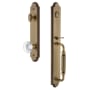 Grandeur Arc Solid Brass Rose Keyed Entry Single Cylinder Full Plate "F" Grip Handleset with Bordeaux Crystal Knob and 2-3/4" Backset Vintage Brass