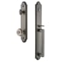 Grandeur Arc Solid Brass Rose Keyed Entry Single Cylinder Full Plate "D" Grip Handleset with Bouton Knob and 2-3/8" Backset Antique Pewter