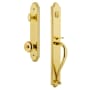 Grandeur Arc Solid Brass Rose Keyed Entry Single Cylinder Full Plate "S" Grip Handleset with Bouton Knob and 2-3/4" Backset Lifetime Brass