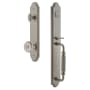 Grandeur Arc Solid Brass Rose Keyed Entry Single Cylinder Full Plate "F" Grip Handleset with Bouton Knob and 2-3/4" Backset Satin Nickel