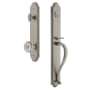 Grandeur Arc Solid Brass Rose Keyed Entry Single Cylinder Full Plate "S" Grip Handleset with Bouton Knob and 2-3/4" Backset Satin Nickel