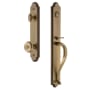 Grandeur Arc Solid Brass Rose Keyed Entry Single Cylinder Full Plate "S" Grip Handleset with Bouton Knob and 2-3/4" Backset Vintage Brass