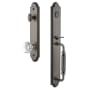 Grandeur Arc Solid Brass Rose Keyed Entry Single Cylinder Full Plate "F" Grip Handleset with Chambord Crystal Knob and 2-3/8" Backset Antique Pewter
