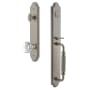Grandeur Arc Solid Brass Rose Keyed Entry Single Cylinder Full Plate "F" Grip Handleset with Chambord Crystal Knob and 2-3/8" Backset Satin Nickel