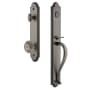 Grandeur Arc Solid Brass Rose Keyed Entry Single Cylinder Full Plate "S" Grip Handleset with Circulaire Knob and 2-3/8" Backset Antique Pewter