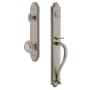 Grandeur Arc Solid Brass Rose Keyed Entry Single Cylinder Full Plate "S" Grip Handleset with Circulaire Knob and 2-3/8" Backset Satin Nickel