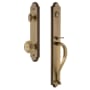 Grandeur Arc Solid Brass Rose Keyed Entry Single Cylinder Full Plate "S" Grip Handleset with Circulaire Knob and 2-3/8" Backset Vintage Brass