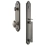 Grandeur Arc Solid Brass Rose Keyed Entry Single Cylinder Full Plate "D" Grip Handleset with Eden Prairie Knob and 2-3/4" Backset Antique Pewter